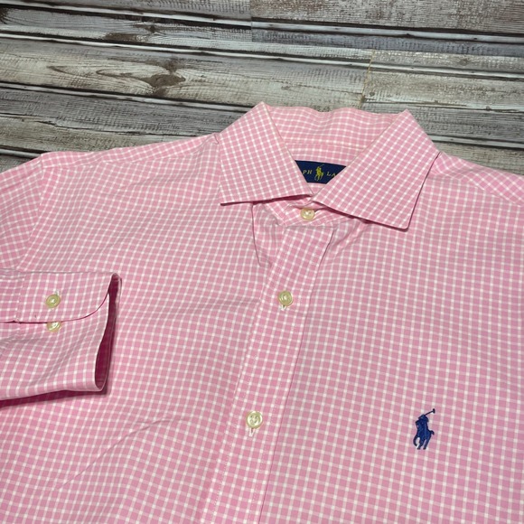 Ralph Lauren Other - Ralph‎ Lauren Pink Gingham Check Dress Shirt Long Sleeve Logo Size 15.5 34/35